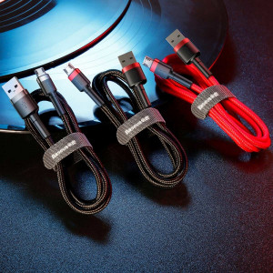 Кабел за зареждане и данни с оплетка BASEUS Cafule USB Type A към micro USB с бързо зареждане 3.0 2.4A 1m черен / сив (CAMKLF-BG1) - Img 9