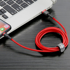 Кабел за зареждане и данни с оплетка BASEUS Cafule USB Type A към Lightning с бързо зареждане 3.0 2A 3m червен (CALKLF-R09) - Img 6