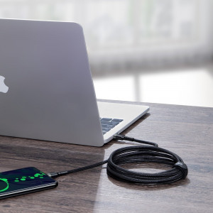 Кабел за зареждане и данни с оплетка BASEUS Cafule USB Type C към USB Type C Power Delivery 2.0 100W 20V 5A 2m сив (CATKLF-ALG1) - Img 6