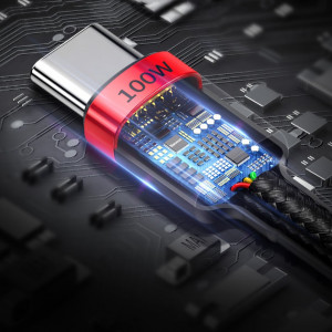 Кабел за зареждане и данни с оплетка BASEUS Cafule USB Type C към USB Type C Power Delivery 2.0 100W 20V 5A 2m сив (CATKLF-ALG1) - Img 13