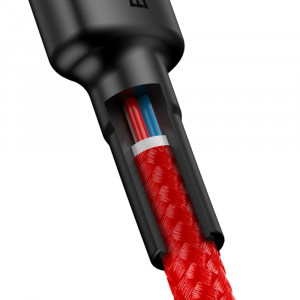 Кабел за зареждане и данни с оплетка BASEUS Cafule USB Type C към USB Type C Power Delivery 2.0 60W 20V 3A с бързо зареждане 3.0 1m червен (CATKLF-G09) - Img 4