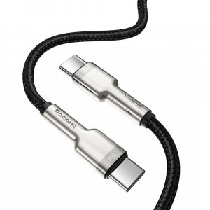Кабел за зареждане и данни с оплетка BASEUS Cafule USB Type C към USB Type C 100W 20V 5A Power Delivery 1m черен (CATJK-C01) - Img 3