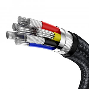 Кабел за зареждане и данни с оплетка BASEUS Cafule USB Type C към USB Type C 100W 20V 5A Power Delivery 1m черен (CATJK-C01) - Img 9