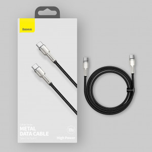 Кабел за зареждане и данни с оплетка BASEUS Cafule USB Type C към USB Type C 100W 20V 5A Power Delivery 1m черен (CATJK-C01) - Img 15