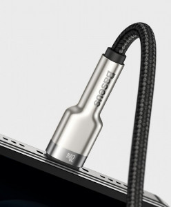 Кабел за зареждане и данни с оплетка BASEUS Cafule USB Type C към Lightning Power Delivery 20W 1m (CATLJK-A01) черен - Img 14