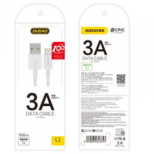 Кабел за зареждане и данни с оплетка DUDAO USB Type A към Lightning 3A 1m (L1L) бял - Img 8