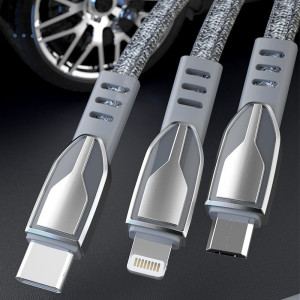 Кабел за зареждане и данни с оплетка DUDAO USB Type A към micro USB 5A 1m (L3ProM) сив - Img 4