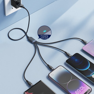 Кабел за зареждане и данни с оплетка JOYROOM 4in1 USB Type A към USB Type C / 2x Lightning / Micro USB 1.2m S-1T4018A18 черен - Img 7