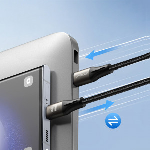 Кабел за зареждане и данни с оплетка JOYROOM Light-Speed SA25-CC5 100W USB Type C към USB Type C 1.2m черен - Img 10