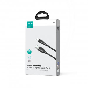 Кабел за зареждане и данни с оплетка JOYROOM Multi-Color SA34-AL3 USB Type A към Lightning 3A 1m черен - Img 5