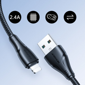 Кабел за зареждане и данни с оплетка JOYROOM Surpass USB Type A към Lightning 2.4A 2m черен (S-UL012A11) - Img 10