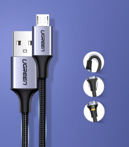 Кабел за зареждане и данни с оплетка UGREEN кабел USB Type A към micro USB кабел 1m сив (60146) - Img 7