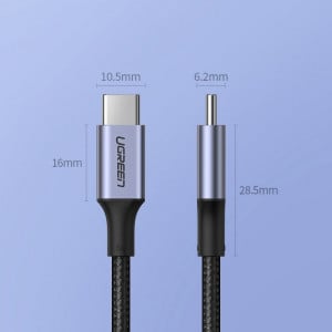 Кабел за зареждане и данни с оплетка UGREEN USB Type C към USB Type C 5A 100W Power Delivery с бързо зареждане 3.0 FCP 480Mb/s 2m сив (70429 US316) - Img 12