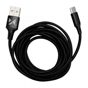 Кабел за зареждане и данни с оплетка WOZINSKY USB Type A към USB Type C 2.4A 2m черен(WUC-C2B) - Img 6