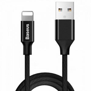 Кабел за зареждане и данни с текстилна оплетка BASEUS Yiven USB Type A към Lightning 1.8m (CALYW-A01) черен - Img 1