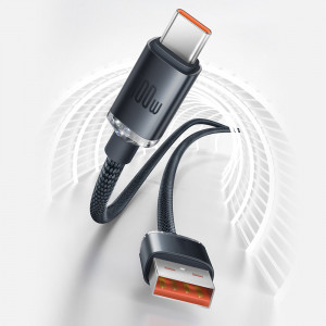 Кабел за зареждане и данни BASEUS Crystal Shine USB Type A към USB Type C с бързо зареждане 100W 1.2m (CAJY000405) лилав - Img 13