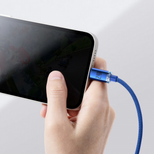 Кабел за зареждане и данни BASEUS Crystal Shine USB Type A към Lightning с бързо зареждане 2.4A 1.2m (CAJY000003) син - Img 7