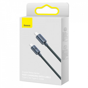 Кабел за зареждане и данни BASEUS Crystal Shine USB Type C към USB Type C с бързо зареждане 100W 1.2m (CAJY000601) черен - Img 5
