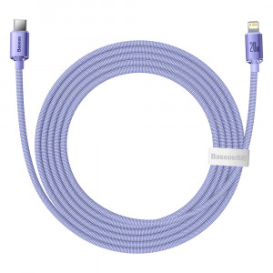 Кабел за зареждане и данни BASEUS Crystal Shine USB Type C към Lightning с бързо зареждане 20W 2m лилав (CAJY000305) - Img 4