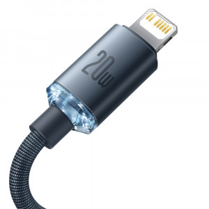 Кабел за зареждане и данни BASEUS Crystal Shine USB Type C към Lightning с бързо зареждане 20W 1.2m черен (CAJY000201) - Img 7