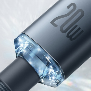 Кабел за зареждане и данни BASEUS Crystal Shine USB Type C към Lightning с бързо зареждане 20W 2m черен (CAJY000301) - Img 12