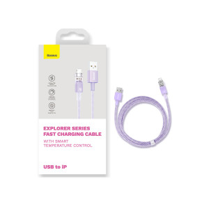 Кабел за зареждане и данни BASEUS Explorer USB Type A към Lightning 2.4A 2m бял (CATS010102) - Img 20