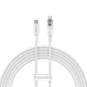 Кабел за зареждане и данни BASEUS Explorer USB Type C към Lightning 20W 2m бял (CATS010302) - Img 1