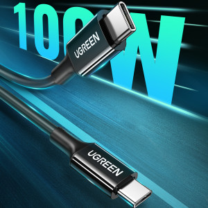 Кабел за зареждане и данни UGREEN US300 USB Type C към USB Type C 480Mb/s 5A 1m черен - Img 3