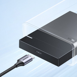 Кабел за зареждане и данни UGREEN US565 USB Type C към micro USB 3.0 5Gb/s 3A 0.5m сив - Img 4