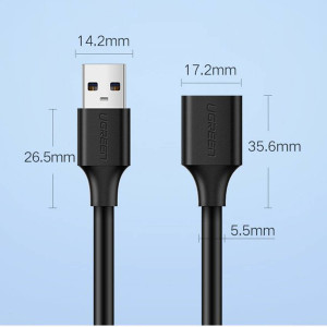 Кабел за зареждане и данни UGREEN USB Type A 3.0 5Gb/s 0.5m черен (US129) - Img 17
