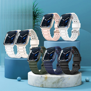 Каишка със стоманена закопчалка Triple Protection - Apple Watch 41mm Series 9 / 41mm Series 8 / 41mm Series 7 / 40mm Series 6 / 40mm SE / 40mm Series 5 / 40mm Series 4 / 38mm Series 3 / 38mm Series 2 / 38mm (1st gen) зелен - Img 7