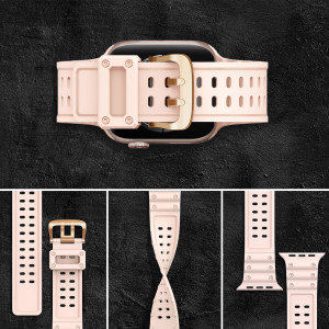 Каишка със стоманена закопчалка Triple Protection - Apple Watch 41mm Series 9 / 41mm Series 8 / 41mm Series 7 / 40mm Series 6 / 40mm SE / 40mm Series 5 / 40mm Series 4 / 38mm Series 3 / 38mm Series 2 / 38mm (1st gen) розов - Img 6