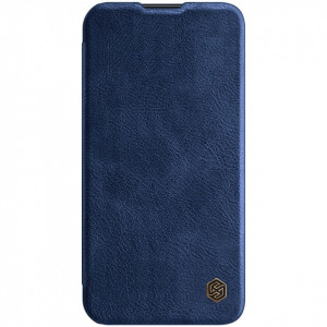 Калъф тип книга от еко кожа с подвижно покритие за камерата NILLKIN Qin Leather Pro - iPhone 14 Plus син - Img 7