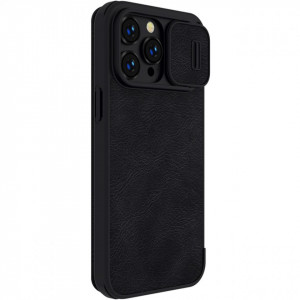 Калъф тип книга от еко кожа с подвижно покритие за камерата NILLKIN Qin Leather Pro - iPhone 14 Pro Max черен - Img 8