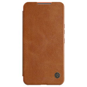 Калъф тип книга от еко кожа с подвижно покритие за камерата NILLKIN Qin Leather Pro - Samsung Galaxy S22 кафяв - Img 2