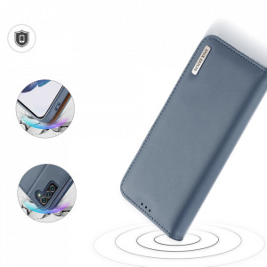 Калъф тип книга от естествена кожа DUX DUCIS Hivo със система против кражба - Samsung Galaxy S22+ син - Img 4