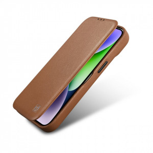 Калъф тип книга от естествена кожа iCARER CE Oil Wax Premium MagSafe - iPhone 14 Pro кафяв - Img 10