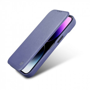 Калъф тип книга от естествена кожа iCARER CE Oil Wax Premium MagSafe - iPhone 14 Plus светлолилав - Img 9