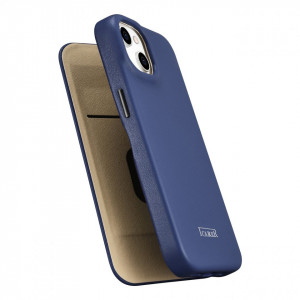 Калъф тип книга от естествена кожа iCARER CE Oil Wax Premium MagSafe - iPhone 14 Plus син - Img 10