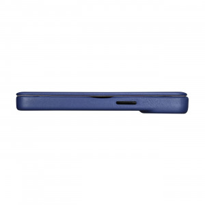 Калъф тип книга от естествена кожа iCARER CE Oil Wax Premium MagSafe - iPhone 14 Pro син - Img 12