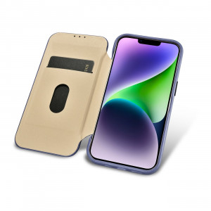 Калъф тип книга от естествена кожа iCARER CE Oil Wax Premium MagSafe - iPhone 14 Plus светлолилав - Img 17