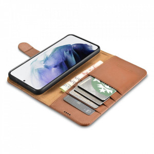 Калъф тип книга от естествена кожа iCARER Haitang - Samsung Galaxy S22+ кафяв - Img 7