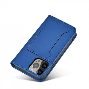 Калъф тип книга с външен джоб Magnet Card - iPhone 13 Pro син - Img 8