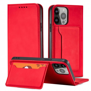 Калъф тип книга с външен джоб Magnet Card - iPhone 14 Pro червен - Img 2