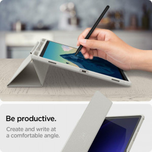 Калъф тип книга с място за стилус и подсилени ръбове SPIGEN Ultra Hybrid Pro - Samsung Galaxy Tab S9+ (12.4") сив - Img 14