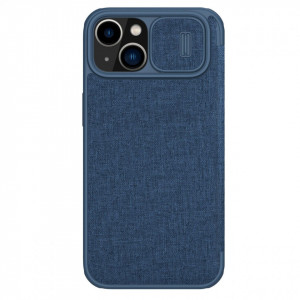Калъф тип книга с подвижно покритие за камерата NILLKIN Qin Cloth Pro - iPhone 14 Plus син - Img 1