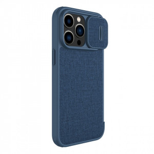 Калъф тип книга с подвижно покритие за камерата NILLKIN Qin Cloth Pro - iPhone 14 Pro син - Img 3