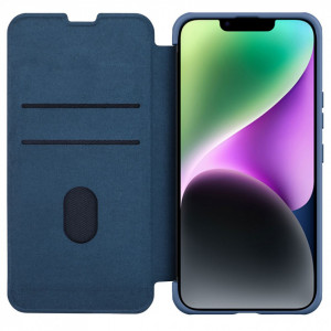 Калъф тип книга с подвижно покритие за камерата NILLKIN Qin Cloth Pro - iPhone 14 Plus син - Img 5