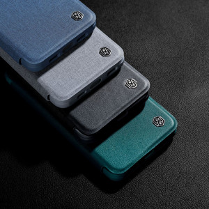 Калъф тип книга с подвижно покритие за камерата NILLKIN Qin Cloth Pro - iPhone 14 Plus сив - Img 19