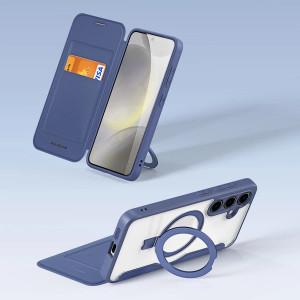 Калъф тип книга с прозрачен гръб и стойка DUX DUCIS Skin X Pro MagSafe - Samsung Galaxy S24 син - Img 10